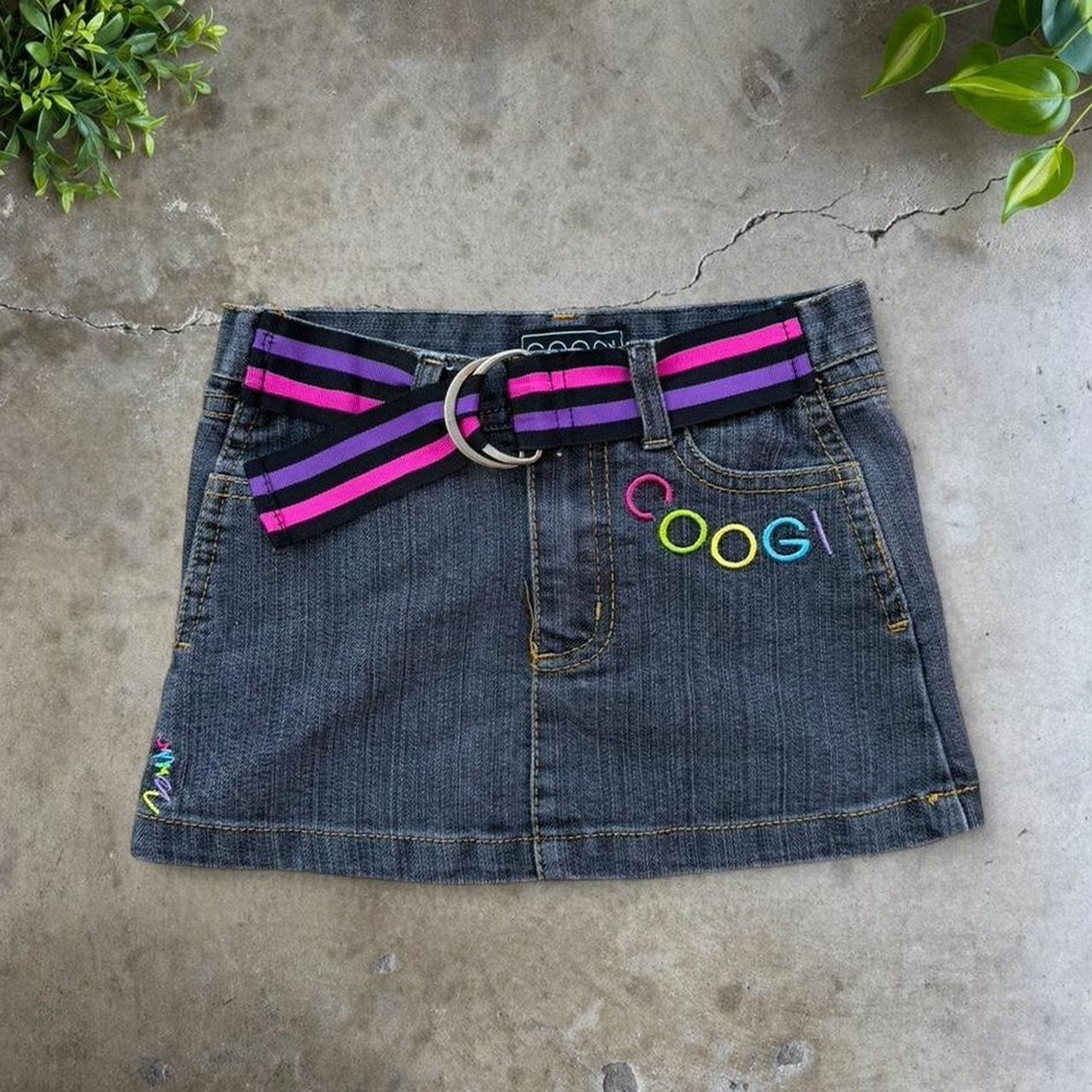 Y2K cute Coogi girls denim mini skirt with belt size 2T